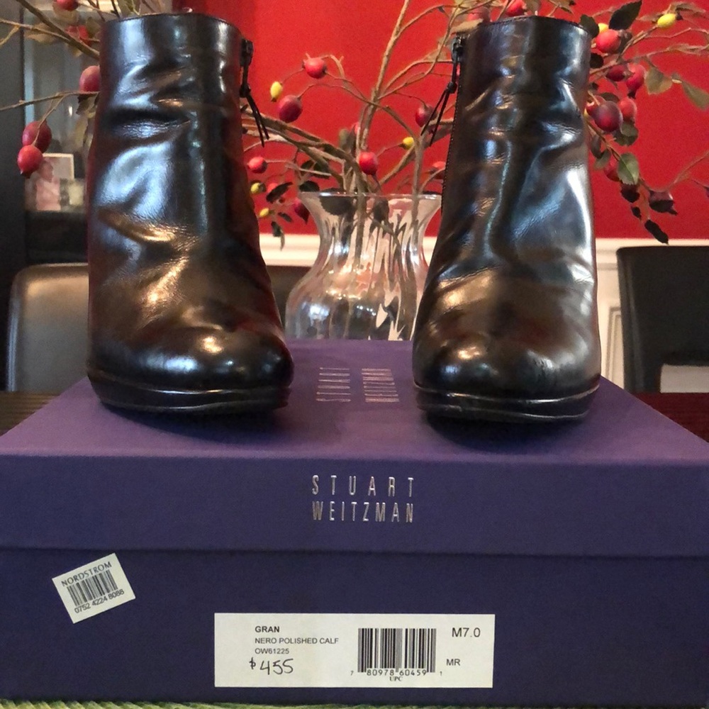 Stuart Weitzman black leather booties